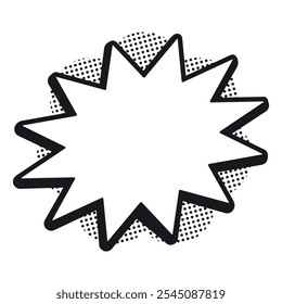 Plantilla en blanco para la Ilustración vectorial de la caja de texto del rótulo del estilo del cómic en blanco y negro