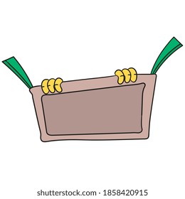 blank template board for text. doodle icon image. cartoon character cute doodle draw