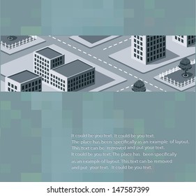 Blank template with cityscape on a gray background