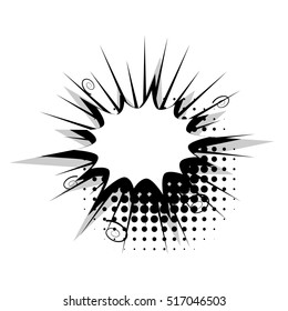 Blank template comic text speech star bubble halftone dot background style pop art. Creative composition idea conversation comic dialog balloon sketch explosion boom. Comics book balloon
