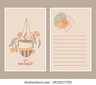 blank template with cream colors and flower pot. vector illustration