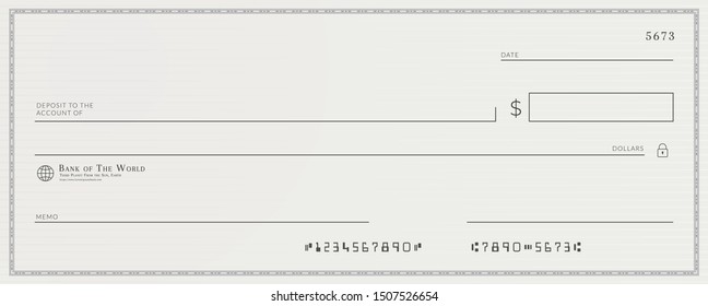 Blank Template Of The Fake Bank Check.