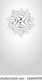 The blank template for greeting card in silver with a gift bow / The label with a gift ribbon / The greeting card