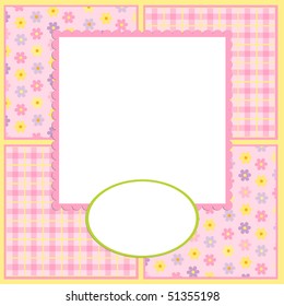 Blank template for greetings card or photo frame in pink colors (EPS10)