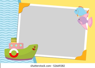 Blank template for greetings card or photo frame in blue colors (EPS10)