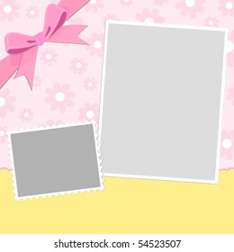 Blank template for greetings card or photo frame in pink colors (EPS10)