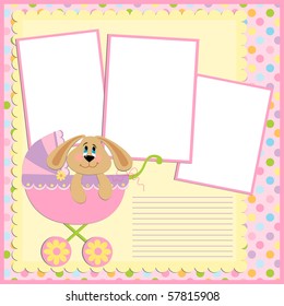 Blank template for greetings card or photo frame in pink colors (EPS10)