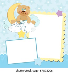 Blank template for greetings card or photo frame in blue colors (EPS10)