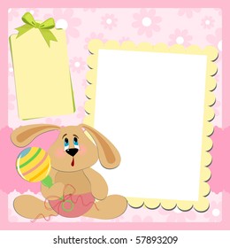 Blank template for greetings card or photo frame in pink colors (EPS10)