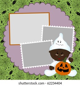 Blank template for Halloween photo frame, greetings card or postcard (EPS10)