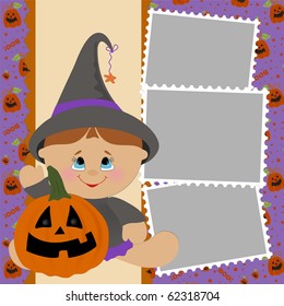 Blank template for Halloween photo frame, greetings card or postcard (EPS10)