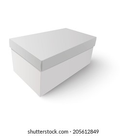 Blank template of horizontal shoe box, isolated on white background.