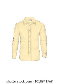Blank template of men's shirt in front views. Isolated on white. Casual style. Hand drawn vector illustration for your fashion design.