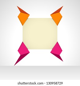 Blank template with origami style decoration, ready for your text / abstract folded square template