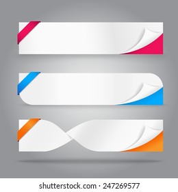 Blank template paper banner with color corner vector illustration