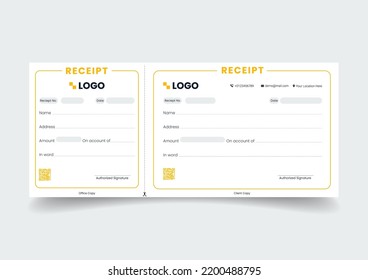 Blank template of the payment slip. Checkbook cheque page with empty fields.