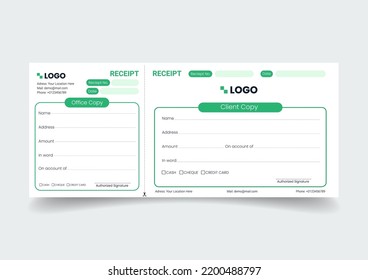 Blank template of the payment slip. Checkbook cheque page with empty fields.