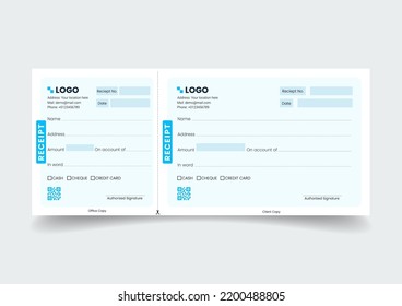 Blank template of the payment slip. Checkbook cheque page with empty fields.