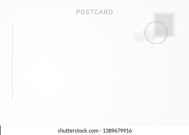 Blank template of postcard backside. Empty back of travel card