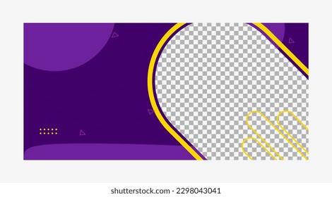BLANK TEMPLATE PROMOTION BANNER FOR GENERAL BUSINESS WITH PURPLE AND YELLOW COLOR