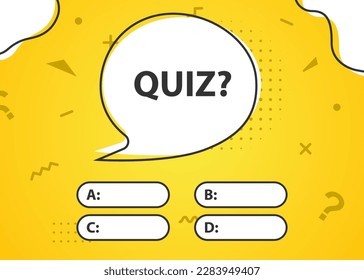 Blank template for questions and answers. Quiz, TV show, exam. Vector illustration.