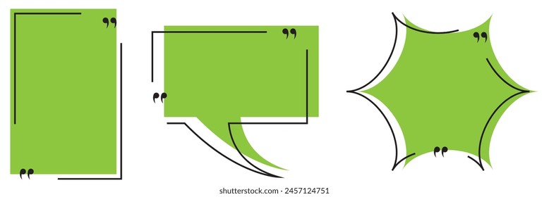 Blank template quote text info design boxes quotation bubble blog quotes symbols.  Quote text in speech bubble. Quote box icon.