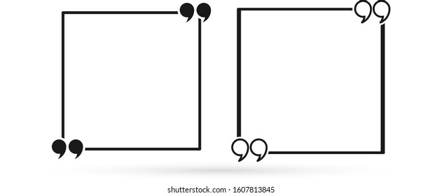 Blank template with quotes set isolated on white. Quotes icon. Quotation mark black isolated on white background. Vector stock illustration