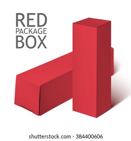 Blank template red realistic box ready for your design. Blank red packaging. Sample package. Blank template for design. Mockup Template. White Product Cardboard Package Box