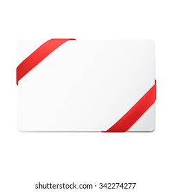 Blank template with red ribbon. Vector illustration on white background. Can be use for decoration greetings, card, coupon, voucher etc.