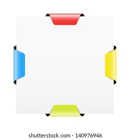 The blank template with red, yellow, green and blue blank tag / The template with four tags / Four tags template