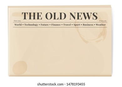 Blank template of a retro newspaper. Folded cover page of a news magazine