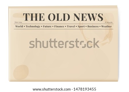 Blank template of a retro newspaper. Folded cover page of a news magazine