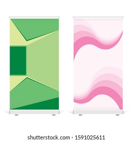 Blank template roll-up banner display, isolated with clipping path. Vector.