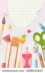 Plantilla en blanco para la escuela, jardín de infantes, escuela primaria, círculo de dibujo. Papelería.