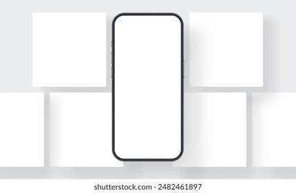 Blank Template for Social Media Posts, Smartphone With Blank Screen. Vector Illustration