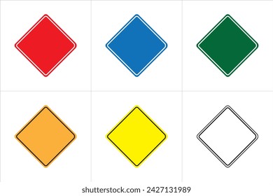 Blank Template Square traffic road sign with white background