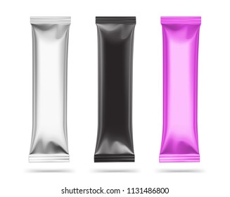 Blank template of stick package. Vector illustration. Can be used as a mockup model for sugar, chocolate, etc. EPS10.