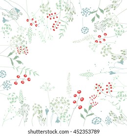 Plantilla en blanco con flores de contorno estilizadas
