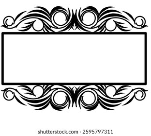 Blank template for text isolated box with vector ornament