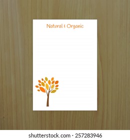 Blank template with tree on wooden background.