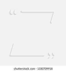 Blank template vector quote. Square with bracket. Empty frame square. Business card template information text message. Quote text form. Invitation, poster, background. Motivation inspiration.