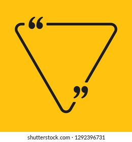 Blank template vector quote. Triangle with bracket. Empty frame square. Business card template information text message. Quote text form. Invitation, poster, background. Motivation inspiration.