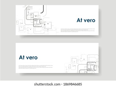 Blank template. Web banner layout. Advertising flyer brochure with connect lines