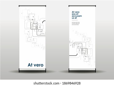 Blank template. Web banner layout. Advertising flyer brochure with connect lines