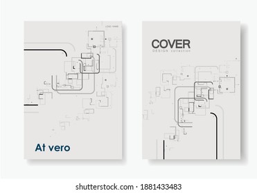 Blank template. Web banner layout. Advertising flyer brochure with connect lines