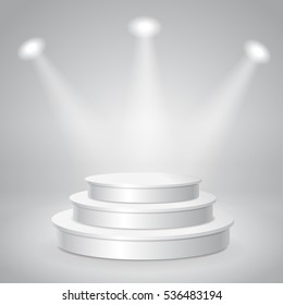 Blank template of white empty musical, concert podium 3d illustration