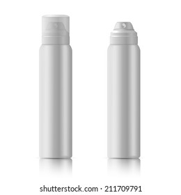 Blank template of  white metal bottle, isolated on white background.