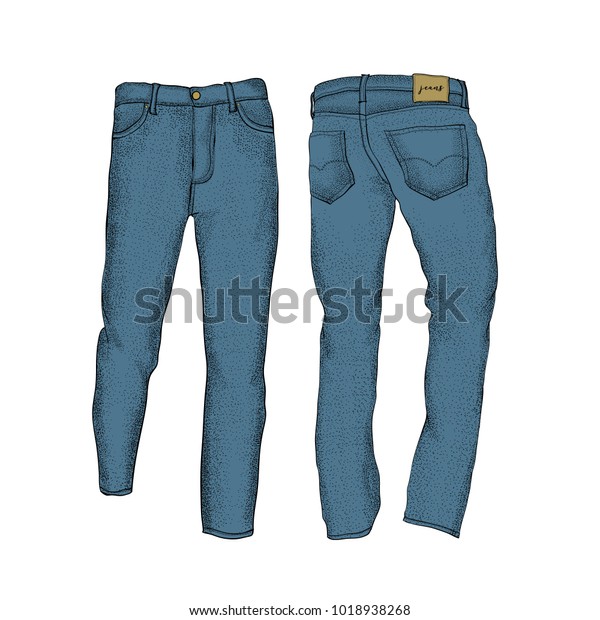 Blank Templates Mens Jeans Front Back Stock Vector (Royalty Free ...