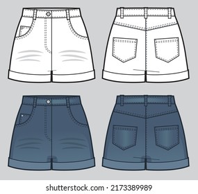 Blank Templates Womens Denim Shorts Stock Vector (Royalty Free ...