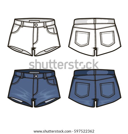 Download Blank Templates Womens Denim Shorts Front Stock Vector ...